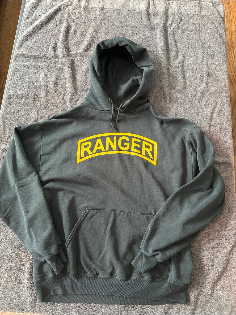 Jerzees Dark Green Hoodie with Yellow RANGER Logo